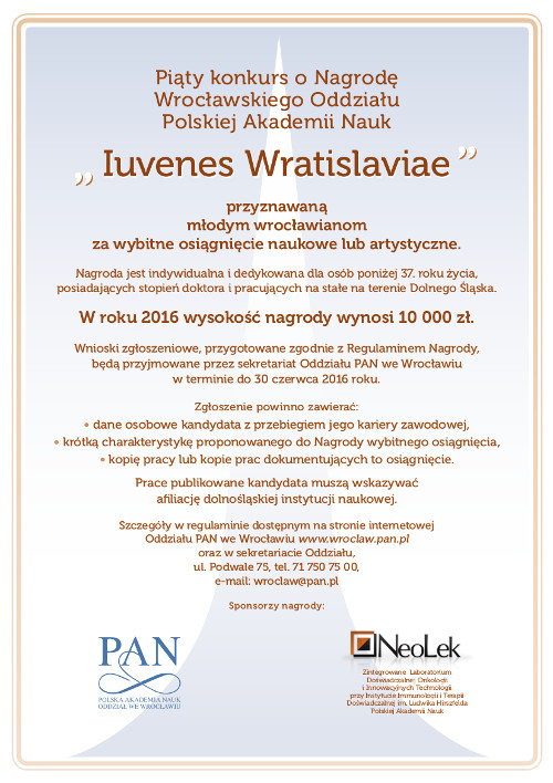 Afisz konkursu Iuvenes Wratislaviae 2016